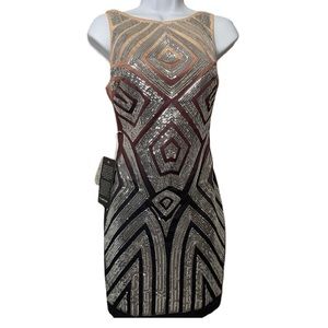 Bebe Hand Bead Ombré Party Dress